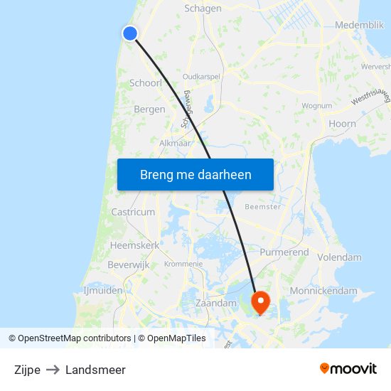 Zijpe to Landsmeer map