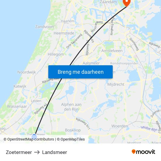 Zoetermeer to Landsmeer map