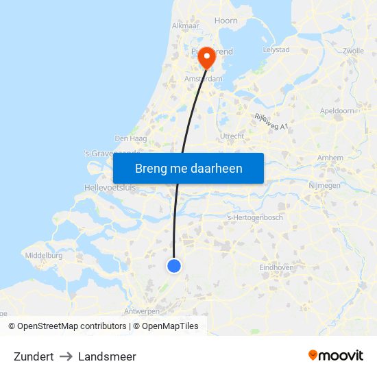 Zundert to Landsmeer map