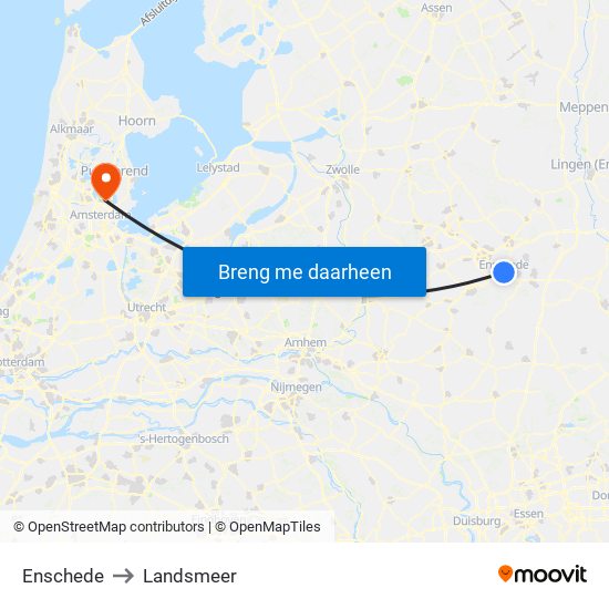 Enschede to Landsmeer map