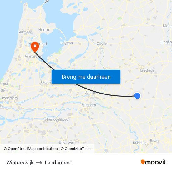 Winterswijk to Landsmeer map