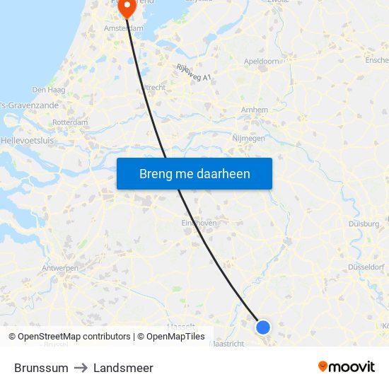 Brunssum to Landsmeer map