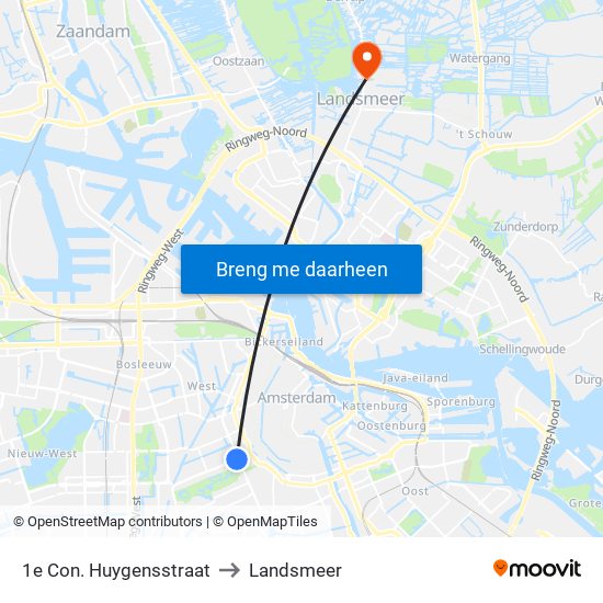 1e Con. Huygensstraat to Landsmeer map