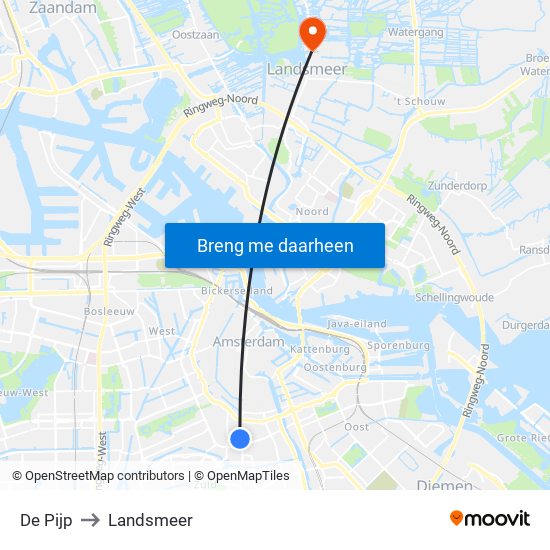 De Pijp to Landsmeer map