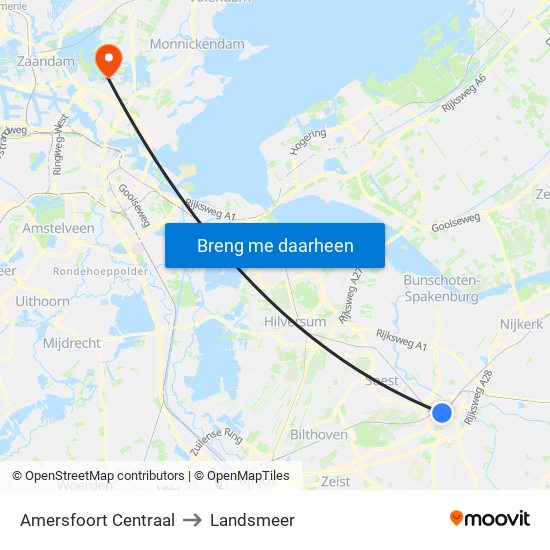 Amersfoort Centraal to Landsmeer map