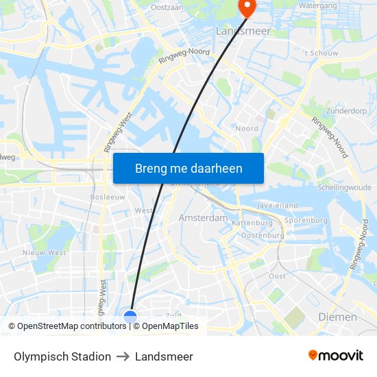 Olympisch Stadion to Landsmeer map