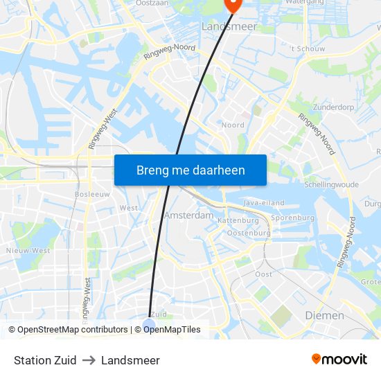 Station Zuid to Landsmeer map
