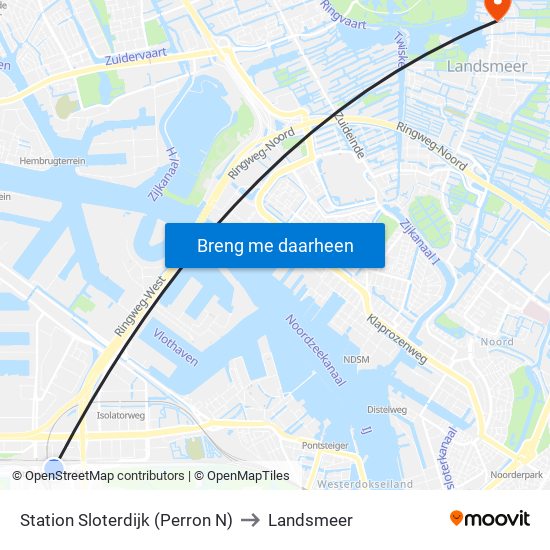 Station Sloterdijk (Perron N) to Landsmeer map