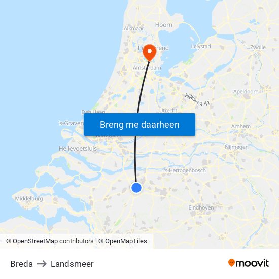 Breda to Landsmeer map