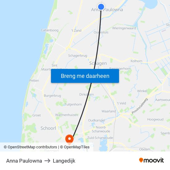 Anna Paulowna to Langedijk map