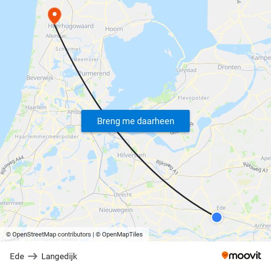 Ede to Langedijk map