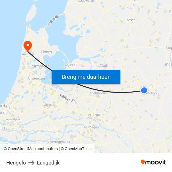 Hengelo to Langedijk map