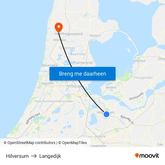 Hilversum to Langedijk map