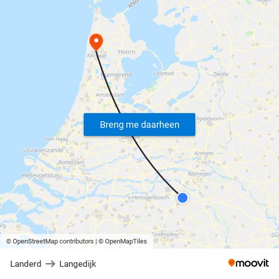 Landerd to Langedijk map