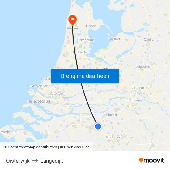 Oisterwijk to Langedijk map