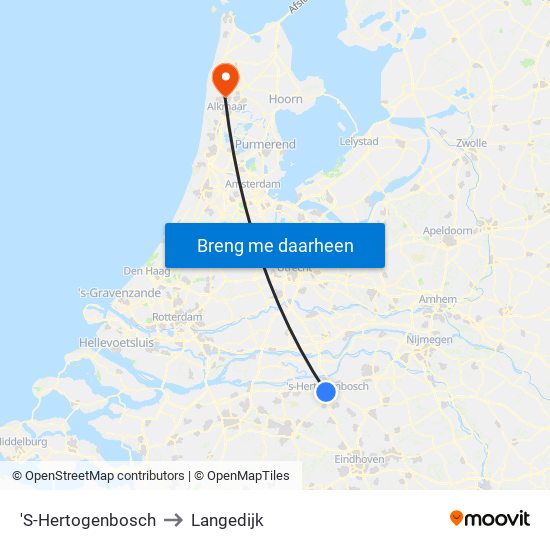 'S-Hertogenbosch to Langedijk map