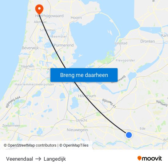 Veenendaal to Langedijk map