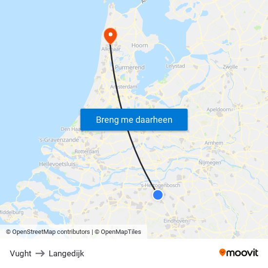 Vught to Langedijk map