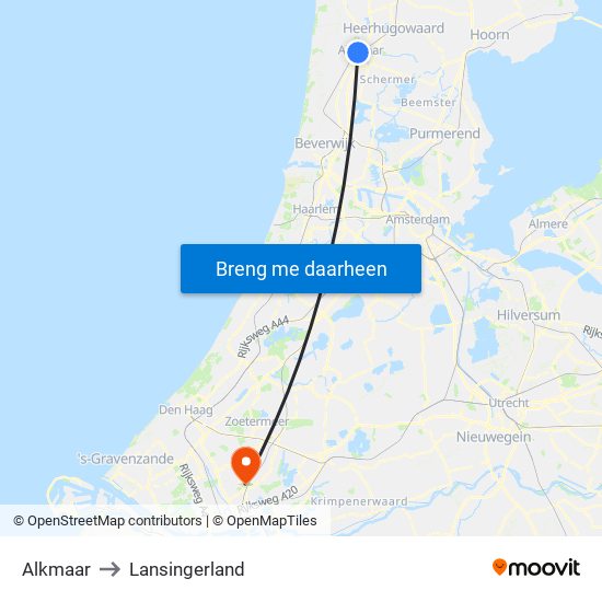 Alkmaar to Lansingerland map
