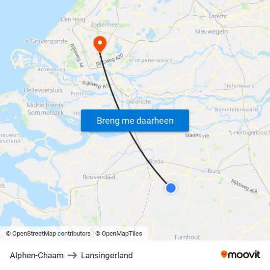 Alphen-Chaam to Lansingerland map