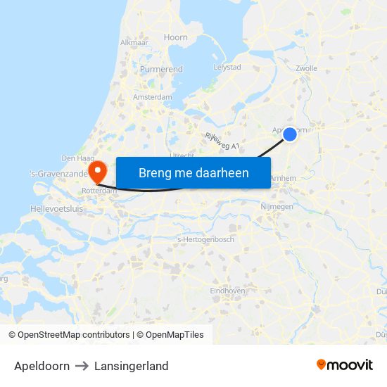 Apeldoorn to Lansingerland map