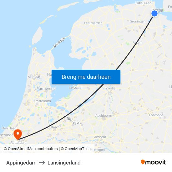 Appingedam to Lansingerland map