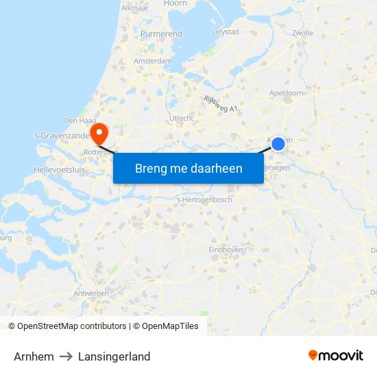 Arnhem to Lansingerland map