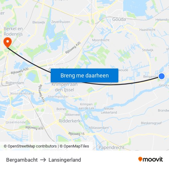 Bergambacht to Lansingerland map