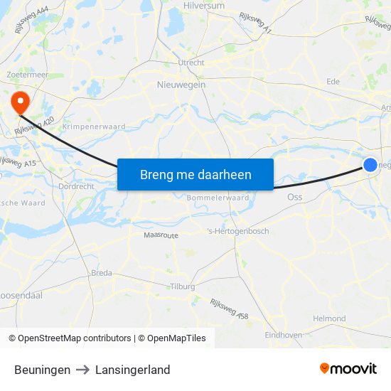 Beuningen to Lansingerland map