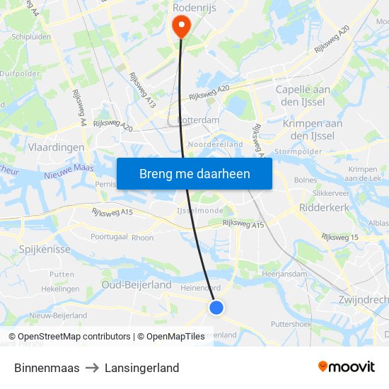 Binnenmaas to Lansingerland map