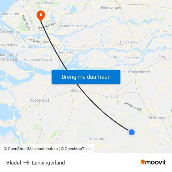 Bladel to Lansingerland map