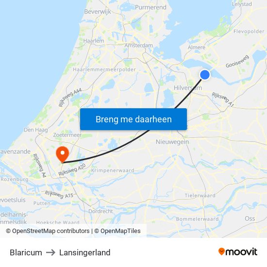 Blaricum to Lansingerland map