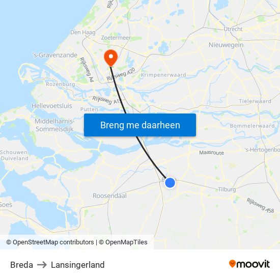 Breda to Lansingerland map