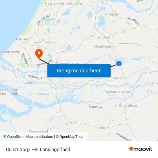 Culemborg to Lansingerland map