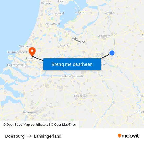 Doesburg to Lansingerland map