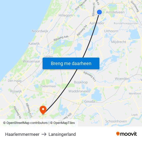 Haarlemmermeer to Lansingerland map