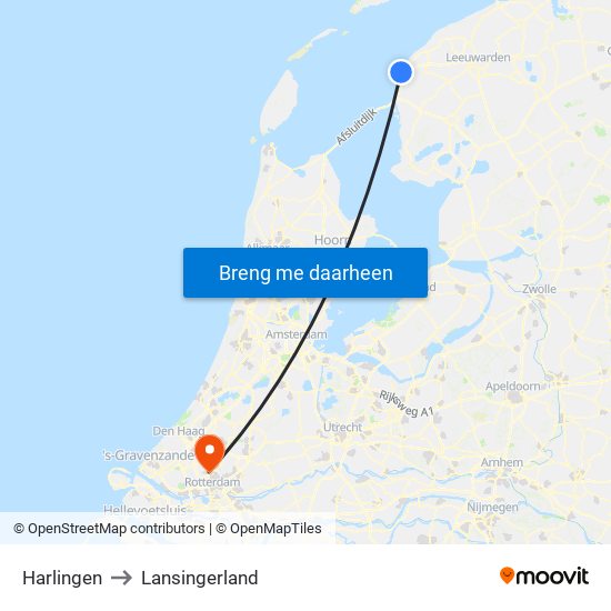 Harlingen to Lansingerland map