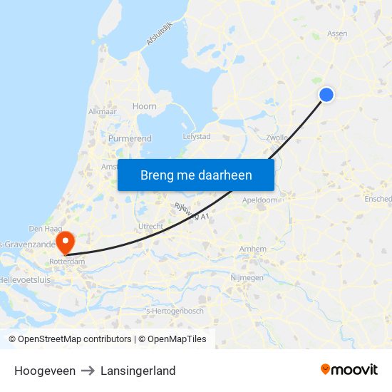 Hoogeveen to Lansingerland map