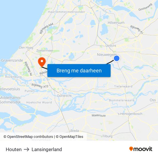 Houten to Lansingerland map