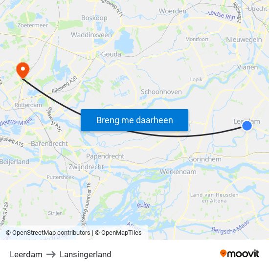 Leerdam to Lansingerland map