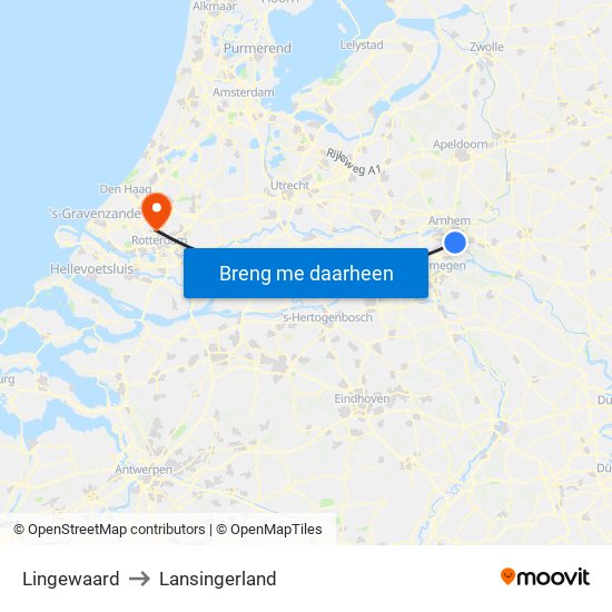 Lingewaard to Lansingerland map
