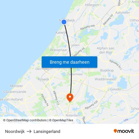 Noordwijk to Lansingerland map