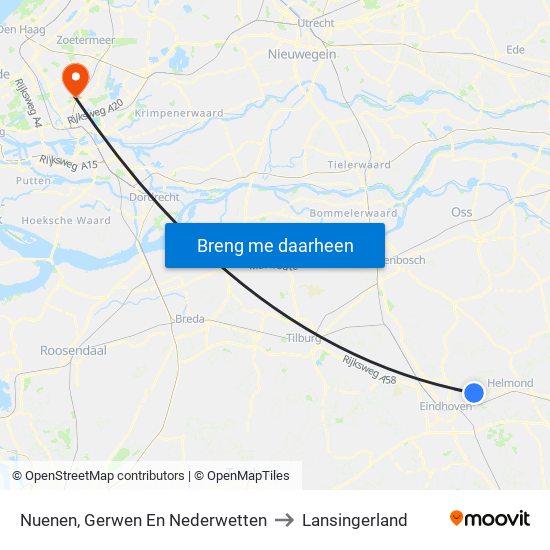 Nuenen, Gerwen En Nederwetten to Lansingerland map
