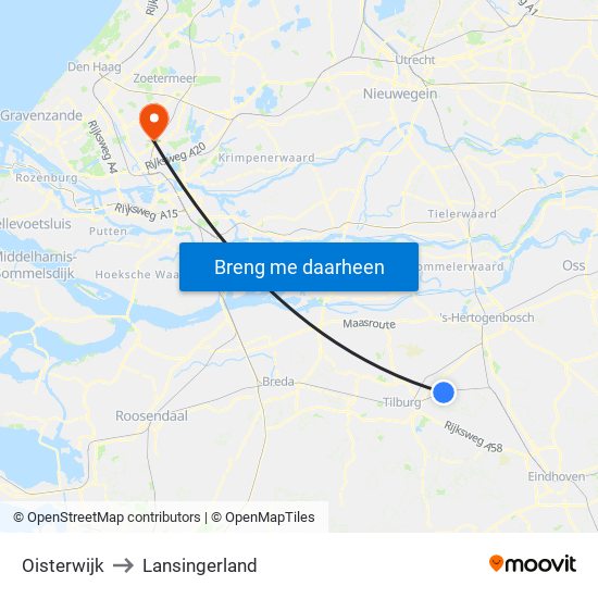 Oisterwijk to Lansingerland map