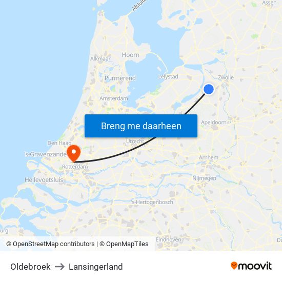 Oldebroek to Lansingerland map