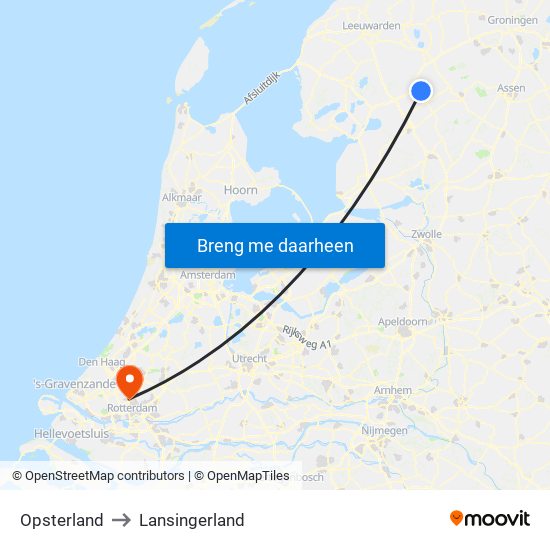 Opsterland to Lansingerland map