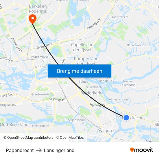 Papendrecht to Lansingerland map