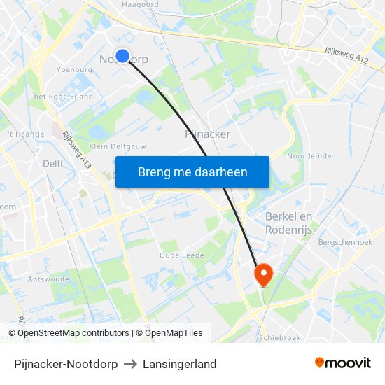 Pijnacker-Nootdorp to Lansingerland map