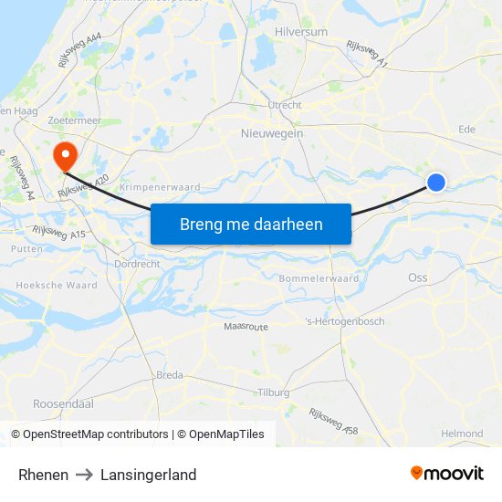 Rhenen to Lansingerland map