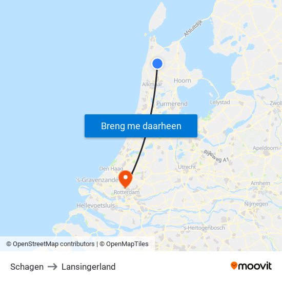 Schagen to Lansingerland map